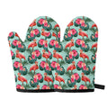 Tropical Floral Flamingo Pattern Print Oven Mitts