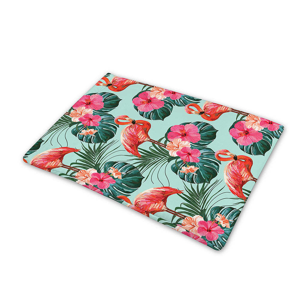 Tropical Floral Flamingo Pattern Print Pet Cooling Mat Cover