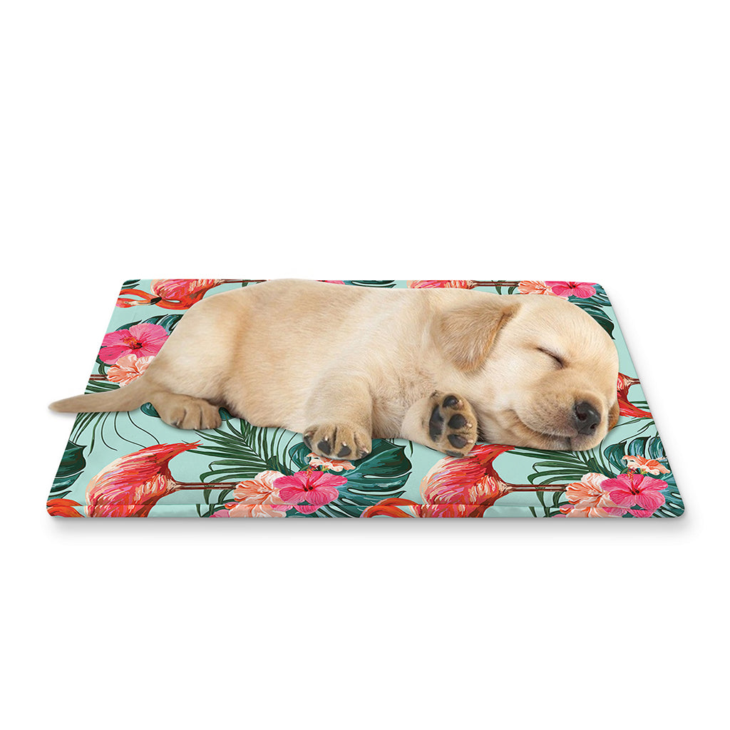 Tropical Floral Flamingo Pattern Print Pet Cooling Mat Cover