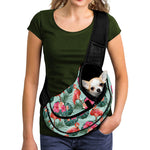 Tropical Floral Flamingo Pattern Print Pet Sling Carrier