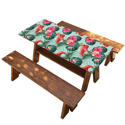 Tropical Floral Flamingo Pattern Print Picnic Table Cover