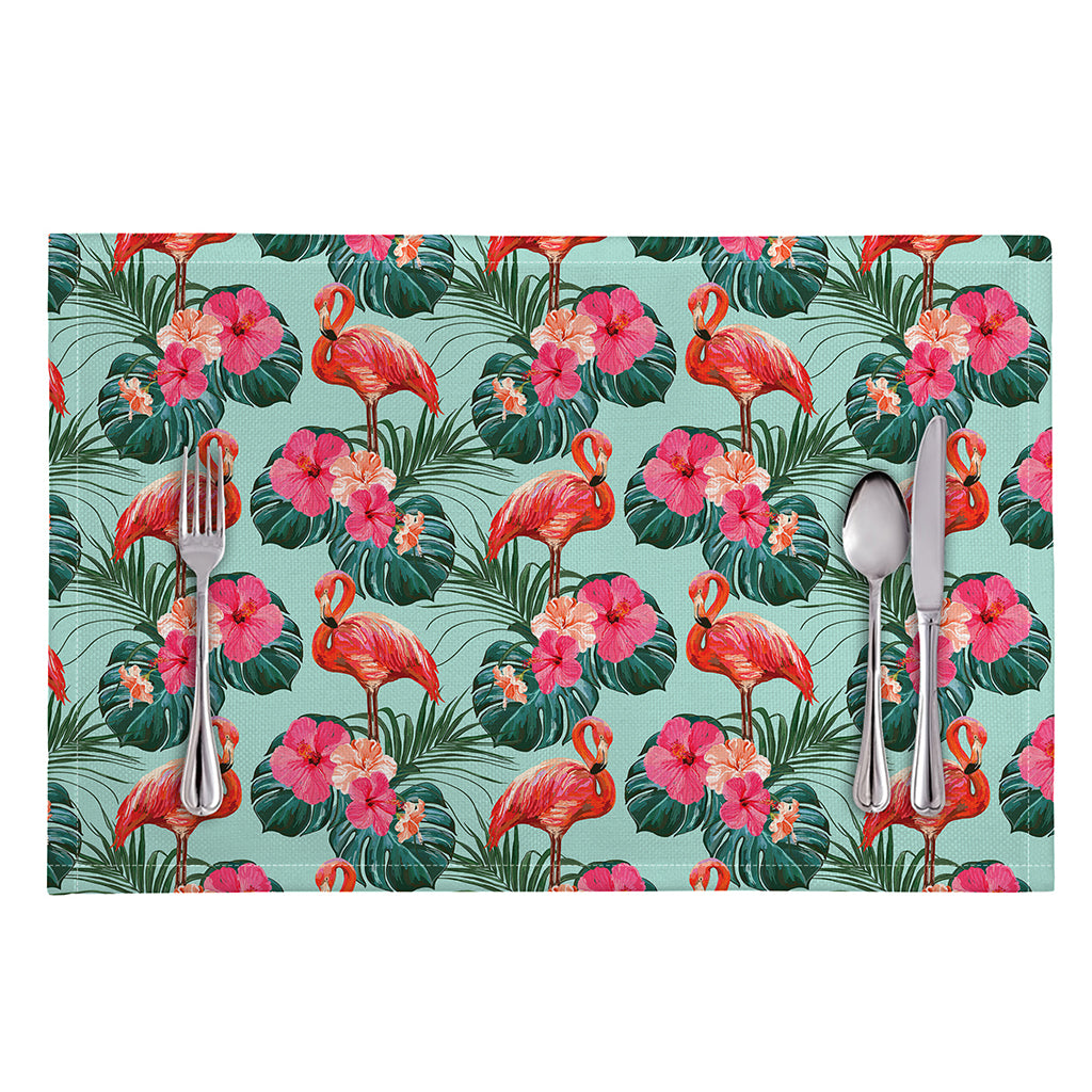 Tropical Floral Flamingo Pattern Print Placemat