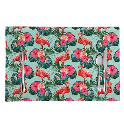 Tropical Floral Flamingo Pattern Print Placemat