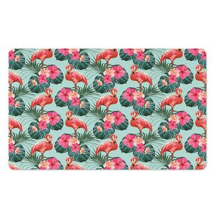 Tropical Floral Flamingo Pattern Print Polyester Doormat