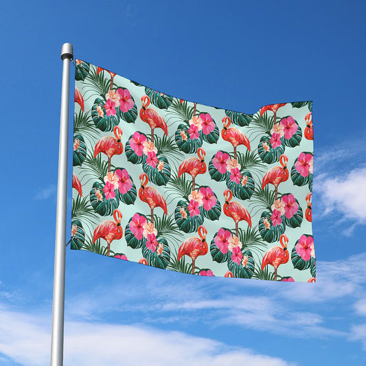 Tropical Floral Flamingo Pattern Print Polyester Flag