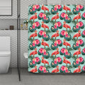 Tropical Floral Flamingo Pattern Print Polyester Shower Curtain