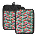 Tropical Floral Flamingo Pattern Print Pot Holders With Pocket