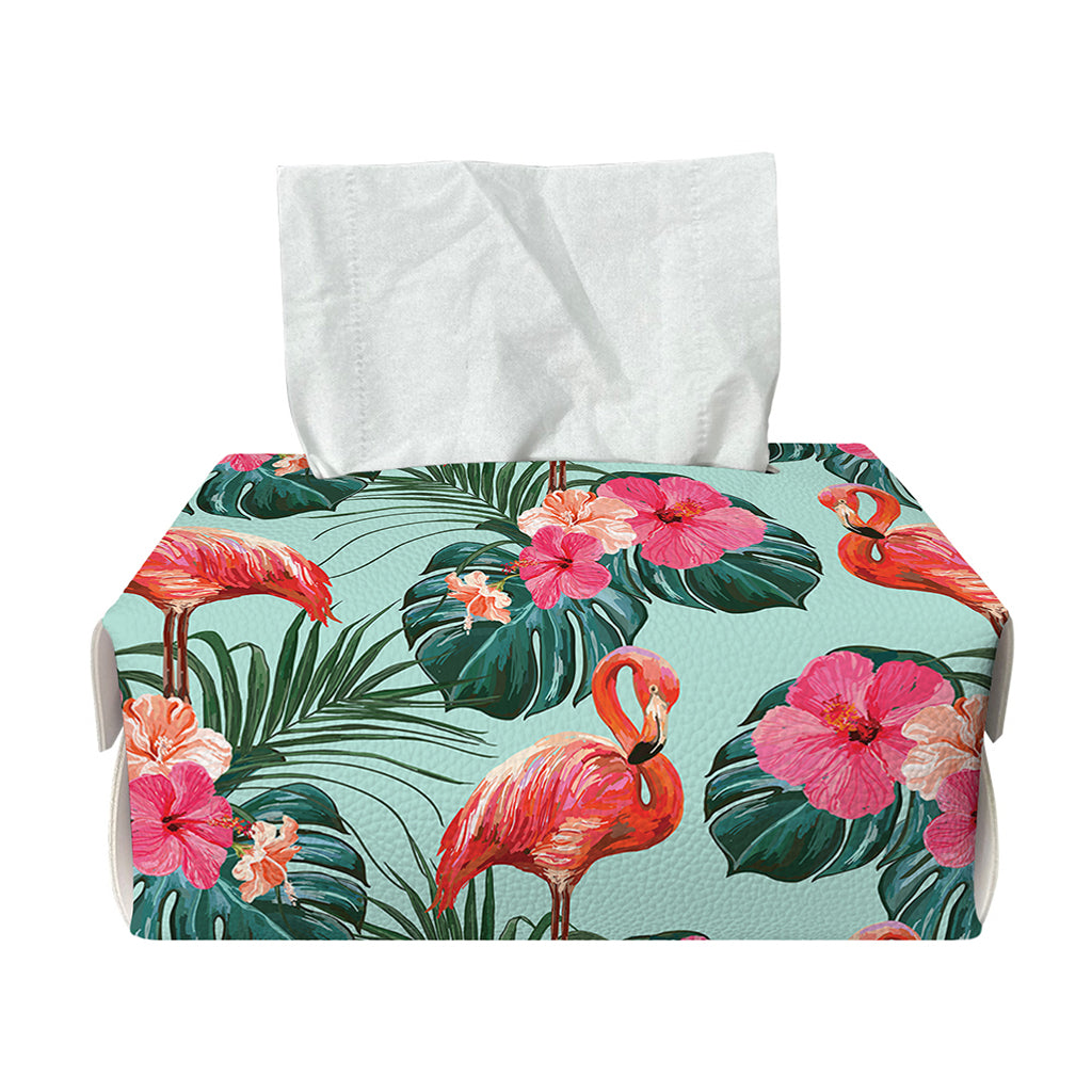 Tropical Floral Flamingo Pattern Print Rectangle Tissue Box Cover