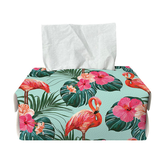 Tropical Floral Flamingo Pattern Print Rectangle Tissue Box Cover