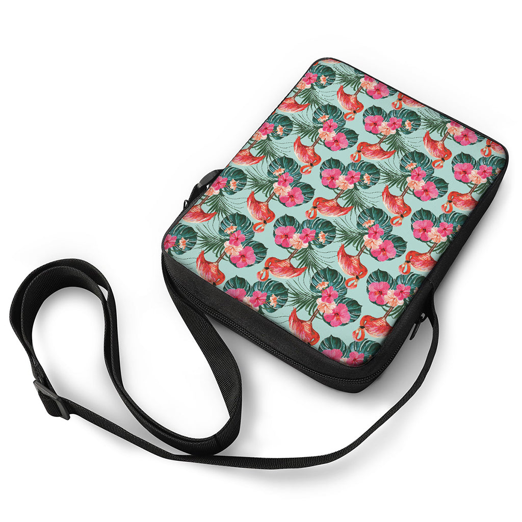 Tropical Floral Flamingo Pattern Print Rectangular Crossbody Bag