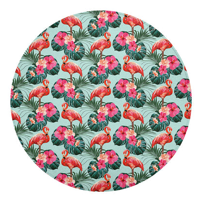 Tropical Floral Flamingo Pattern Print Round Blanket