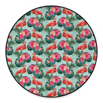 Tropical Floral Flamingo Pattern Print Round Floor Mat