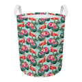 Tropical Floral Flamingo Pattern Print Round Laundry Basket
