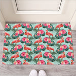 Tropical Floral Flamingo Pattern Print Rubber Doormat