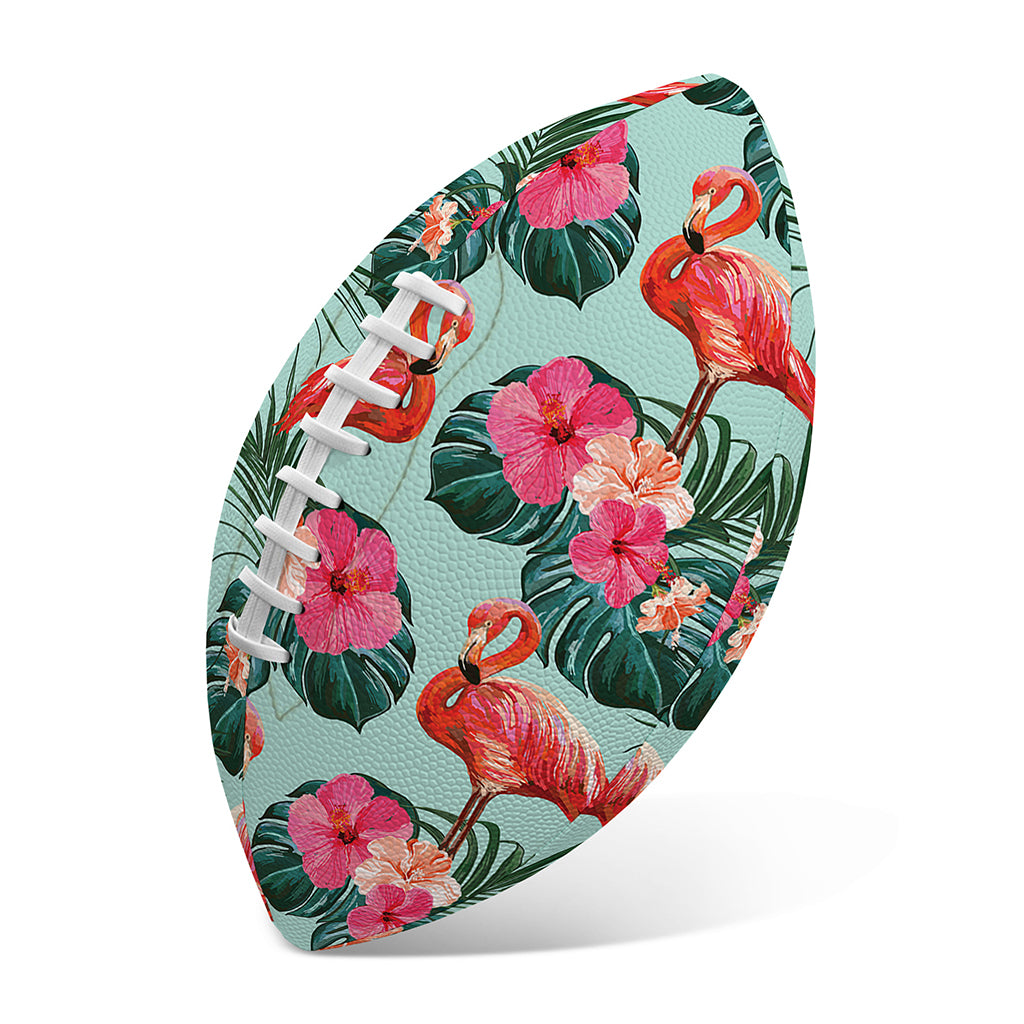Tropical Floral Flamingo Pattern Print Rugby Ball