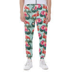 Tropical Floral Flamingo Pattern Print Scuba Joggers