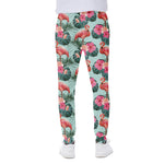 Tropical Floral Flamingo Pattern Print Scuba Joggers