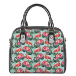 Tropical Floral Flamingo Pattern Print Shoulder Handbag