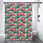 Tropical Floral Flamingo Pattern Print Shower Curtain