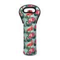 Tropical Floral Flamingo Pattern Print Single Neoprene Wine Tote