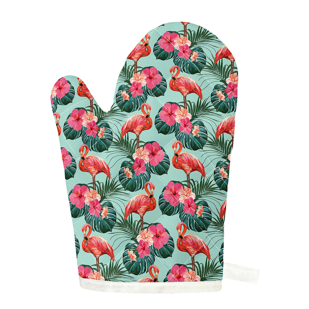 Tropical Floral Flamingo Pattern Print Single Oven Mitt