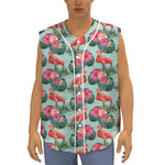 Tropical Floral Flamingo Pattern Print Sleeveless Baseball Jersey