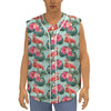 Tropical Floral Flamingo Pattern Print Sleeveless Baseball Jersey