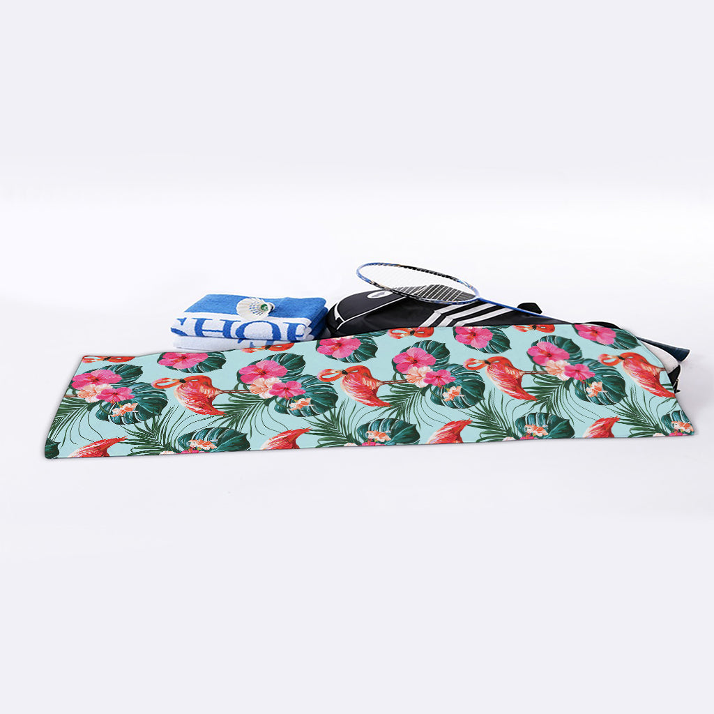 Tropical Floral Flamingo Pattern Print Sports Towel