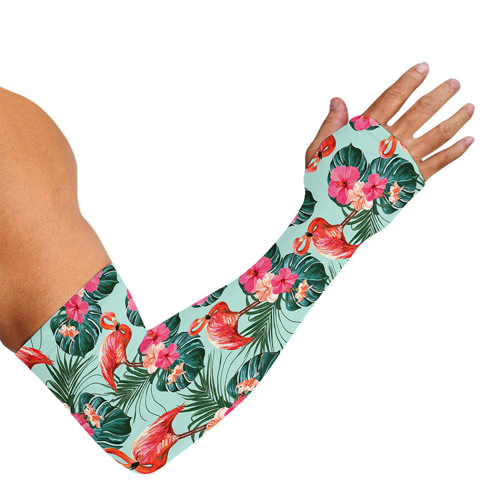 Tropical Floral Flamingo Pattern Print Sun Protection Arm Sleeves