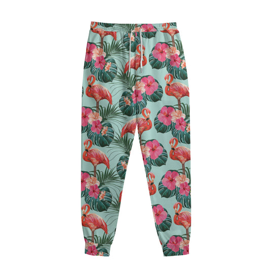 Tropical Floral Flamingo Pattern Print Sweatpants