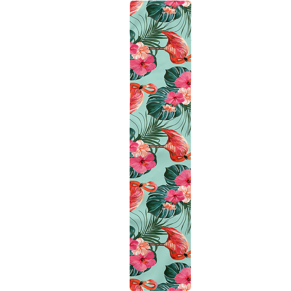 Tropical Floral Flamingo Pattern Print Table Runner