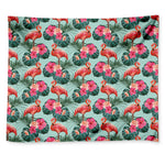 Tropical Floral Flamingo Pattern Print Tapestry