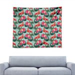 Tropical Floral Flamingo Pattern Print Tapestry