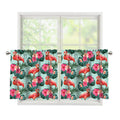 Tropical Floral Flamingo Pattern Print Tier Curtains