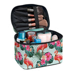 Tropical Floral Flamingo Pattern Print Travel Makeup Bag