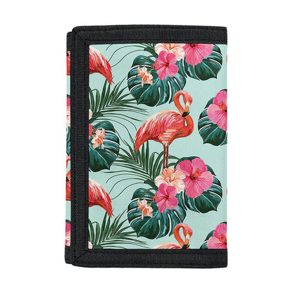 Tropical Floral Flamingo Pattern Print Trifold Wallet