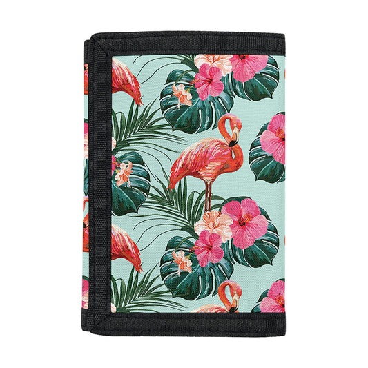 Tropical Floral Flamingo Pattern Print Trifold Wallet