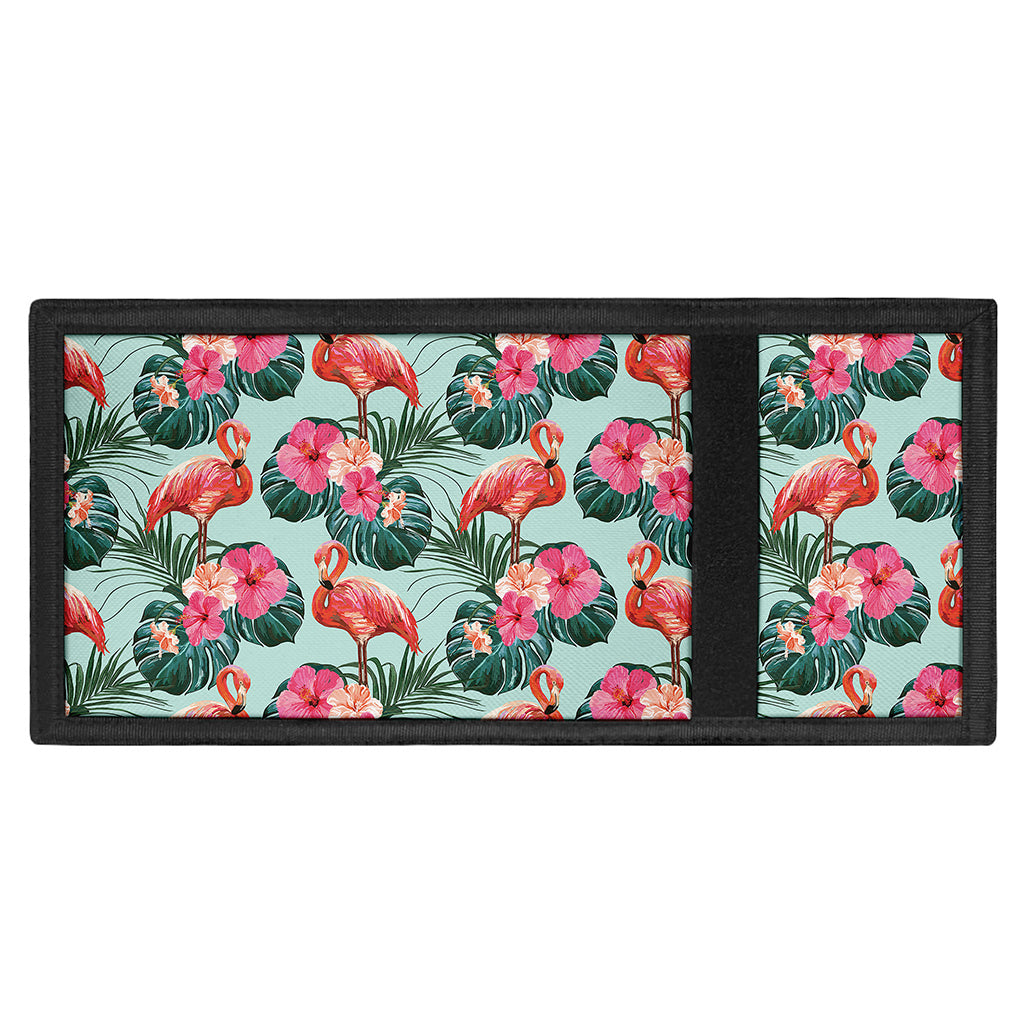 Tropical Floral Flamingo Pattern Print Trifold Wallet