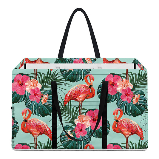 Tropical Floral Flamingo Pattern Print Utility Tote Bag