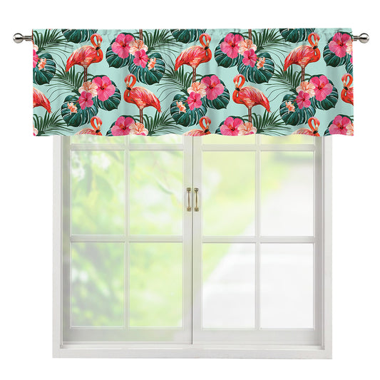 Tropical Floral Flamingo Pattern Print Window Valance