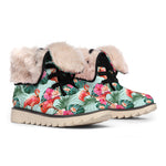 Tropical Floral Flamingo Pattern Print Winter Boots
