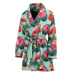 Tropical Floral Flamingo Pattern Print Women's Bathrobe