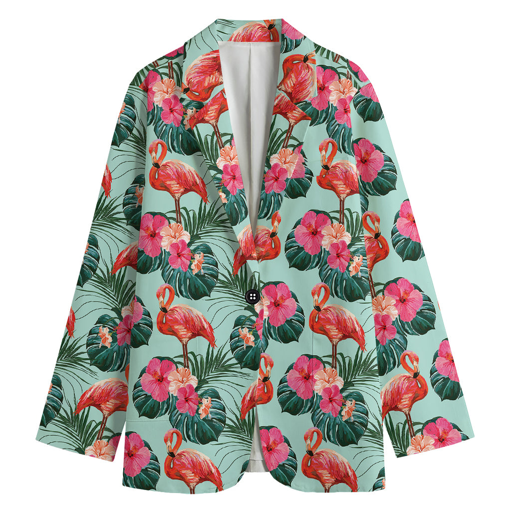 Tropical Floral Flamingo Pattern Print Women's Blazer