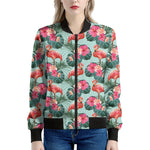 Tropical Floral Flamingo Pattern Print Women's Bomber Jacket