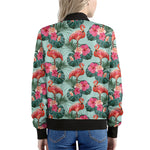 Tropical Floral Flamingo Pattern Print Women's Bomber Jacket