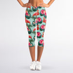 Tropical Floral Flamingo Pattern Print Women's Capri Leggings