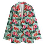 Tropical Floral Flamingo Pattern Print Women's Cotton Blazer