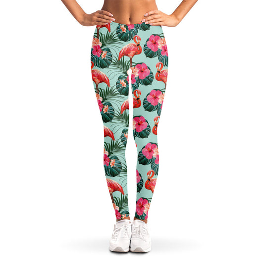 Tropical Floral Flamingo Pattern Print Women's Leggings