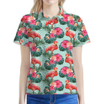 Tropical Floral Flamingo Pattern Print Women's Polo Shirt
