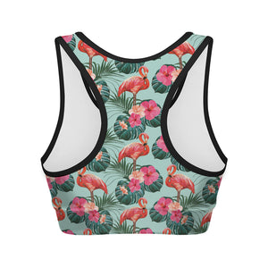 Tropical Floral Flamingo Pattern Print Women's Sports Bra
